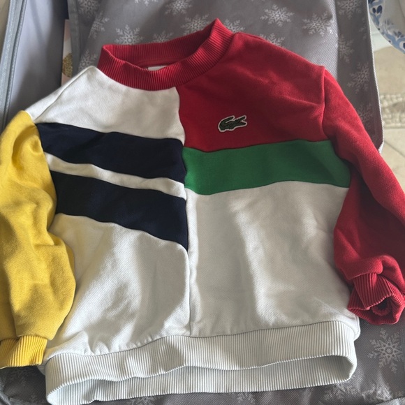 Lacoste Men's Colorblock Crewneck Sweater - Red, Green, Yellow, Blue - Picture 1 of 9